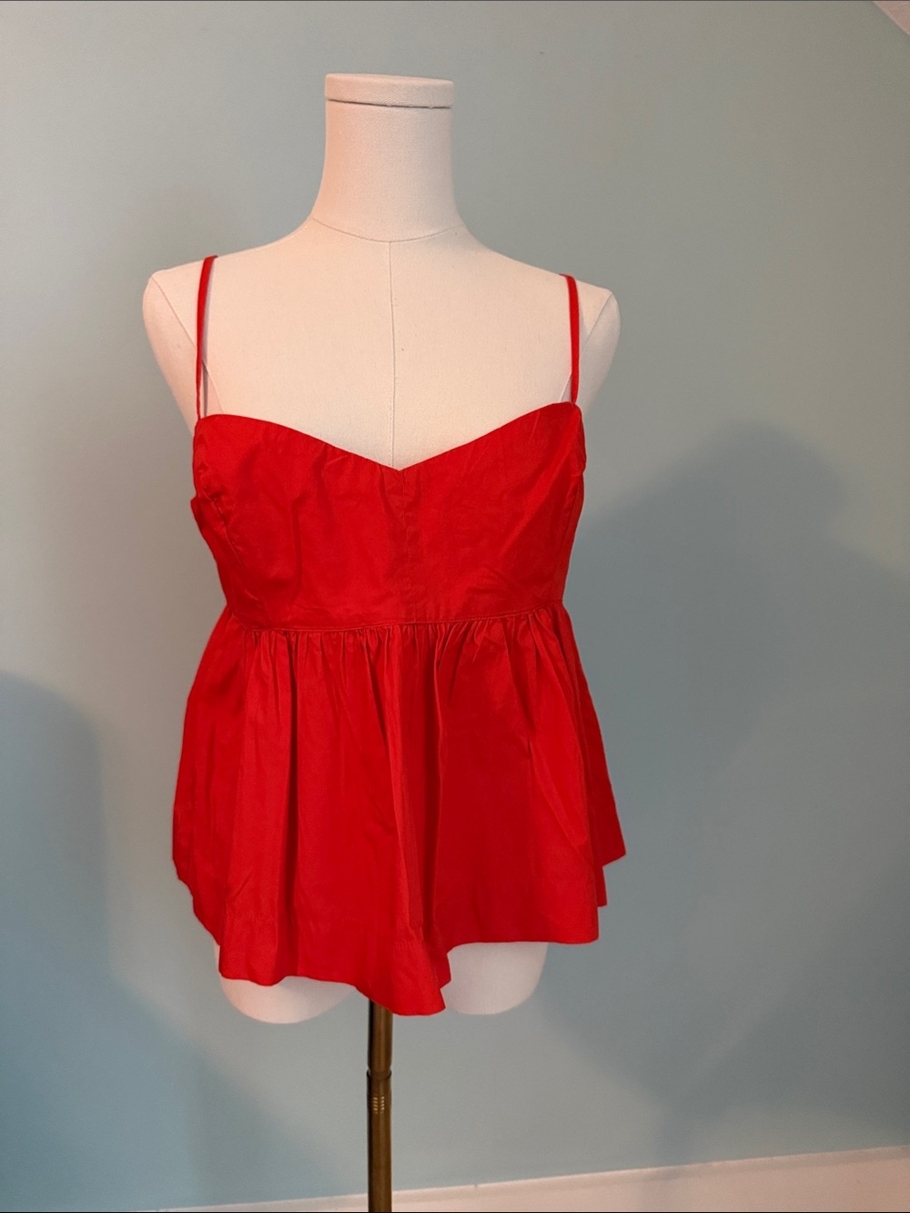 J. Crew Red Spaghetti-Strap Peplum Camisole